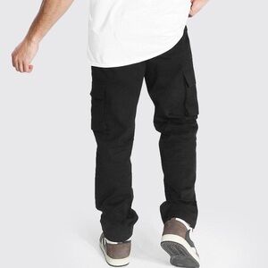 New Men’s  Black Relaxed Fit Cargo Pants